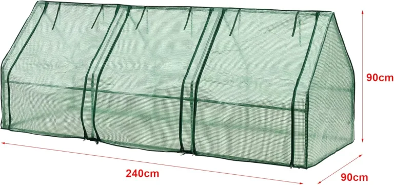 [en.casa] Mini Gewächshaus Höflein 240x90x90cm Foliengewächshaus für draußen Treibhaus mit Reißverschluss und 3 Fenstern Gitternetzfolie Grün – Bild 4