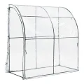 [en.casa] Gewächshaus Juta Tomatengewächshaus 100 x 200 x 215 cm Foliengewächshaus mit abgerundetem Dach Anlehngewächshaus Treibhaus mit aufrollbarer Tür Stahlrahmen Transparent - Thumbnail 7