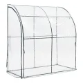 [en.casa] Gewächshaus Juta Tomatengewächshaus 100 x 200 x 215 cm Foliengewächshaus mit abgerundetem Dach Anlehngewächshaus Treibhaus mit aufrollbarer Tür Stahlrahmen Transparent - Thumbnail 9