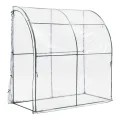 [en.casa] Gewächshaus Juta Tomatengewächshaus 100 x 200 x 215 cm Foliengewächshaus mit abgerundetem Dach Anlehngewächshaus Treibhaus mit aufrollbarer Tür Stahlrahmen Transparent - Thumbnail 1