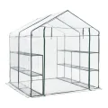 [en.casa] Gewächshaus Grünau mit Ablagen 200 x 200 x 220 cm Foliengewächshaus mit aufrollbarer Tür Pflanzhaus Treibhaus Stahlrahmen Transparent - Thumbnail 3
