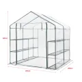 [en.casa] Gewächshaus Grünau mit Ablagen 200 x 200 x 220 cm Foliengewächshaus mit aufrollbarer Tür Pflanzhaus Treibhaus Stahlrahmen Transparent - Thumbnail 4