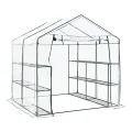 [en.casa] Gewächshaus Grünau mit Ablagen 200 x 200 x 220 cm Foliengewächshaus mit aufrollbarer Tür Pflanzhaus Treibhaus Stahlrahmen Transparent - Thumbnail 8