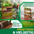 KESSER® Hochbeet mit 4 Etagen Premium Blumenkasten Blumentreppe Pflanztreppe Gemüsebeet Kräuterbeet Pflanzkübel Frühbeet Blumenbeet Pflanzkasten mit Gartenvlies - Beet inkl. Schaufelset, Braun - Thumbnail 4