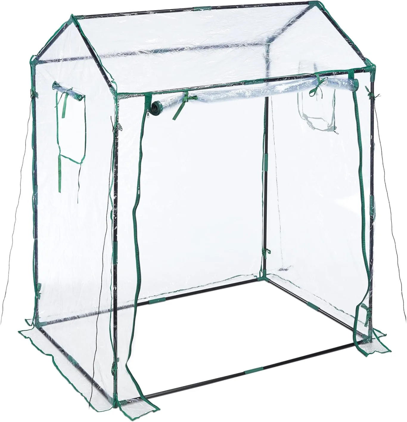 Relaxdays Foliengewächshaus, PVC-Folie, aufrollbare Tür & Fenster, HBT: 152x132x92 cm, Gewächshaus Tomaten, transparent - Bild 1