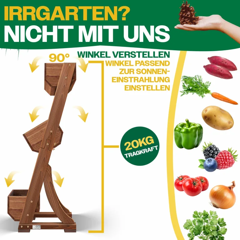 KESSER® Hochbeet mit 3 Etagen Premium Blumenkasten Blumentreppe Pflanztreppe Gemüsebeet Kräuterbeet Pflanzkübel Frühbeet Blumenbeet Pflanzkasten mit Gartenvlies - Beet inkl. Schaufelset, Braun – Bild 7