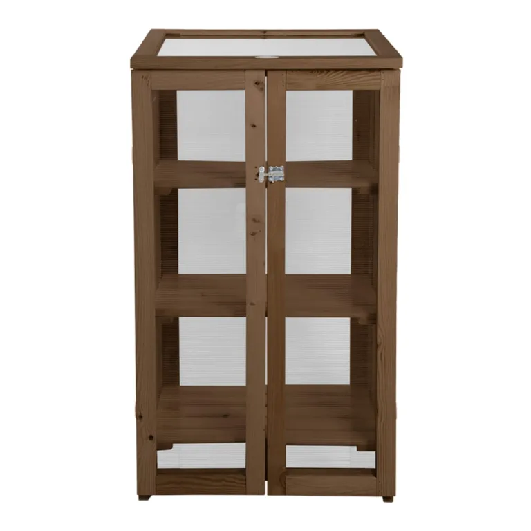 AC-Déco Mini-Gewächshaus aus Holz, Braun – 54 L x 69,4 B x 49,2 H