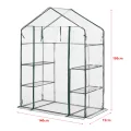 [en.casa] Gewächshaus Hoorn Tomatengewächshaus 140 x 73 x 195 cm Foliengewächshaus mit Ablagen Satteldach Treibhaus mit aufrollbarer Tür Stahlrahmen Transparent - Thumbnail 3