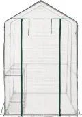 Gewächshaus Oosterhout mit Ablagen 120x186x190cm Foliengewächshaus Pflanzhaus Treibhaus Stahlrahmen Transparent - Thumbnail 4