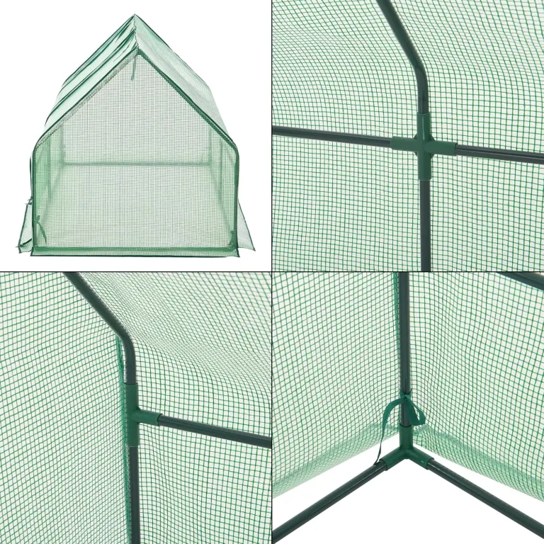 Mini Gewächshaus Nissewaard 180x90x90cm Foliengewächshaus für draußen Treibhaus mit Reißverschluss und 2 Fenstern Gitternetzfolie Grün – Bild 7
