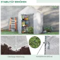 Outsunny Foliengewächshaus begehbares Gewächshaus mit 4 Regalebenen Tomatengewächshaus Treibhaus Frühbeet mit Reißverschlusstüren Weiß Stahl PE-Kunststoff 143 x 143 x 195 cm - Thumbnail 6