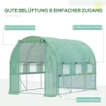 Outsunny Foliengewächshaus, 2,95 x 2 x 2 m Tunnel-Gewächshaus, Treibhaus mit aufrollbarem Fenster, UV-Schutz, Winddichtes Tomatenhaus, für Garten, Balkon, Stahl, Grün - Thumbnail 4