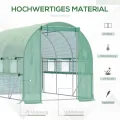 Outsunny Foliengewächshaus, 2,95 x 2 x 2 m Tunnel-Gewächshaus, Treibhaus mit aufrollbarem Fenster, UV-Schutz, Winddichtes Tomatenhaus, für Garten, Balkon, Stahl, Grün - Thumbnail 5