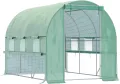Outsunny Foliengewächshaus, 2,95 x 2 x 2 m Tunnel-Gewächshaus, Treibhaus mit aufrollbarem Fenster, UV-Schutz, Winddichtes Tomatenhaus, für Garten, Balkon, Stahl, Grün - Thumbnail 1