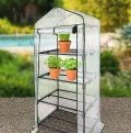 Royal Gardineer Gewächshaus für Balkon: 2er-Set Folien-Gewächshäuser, 4 Etagen, Aufroll-Tür, 69x160x49cm, weiß (Pflanzenhäuser, Kleingewächshaus, Insektenschutz) - Thumbnail 4