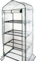 Royal Gardineer Gewächshaus für Balkon: 2er-Set Folien-Gewächshäuser, 4 Etagen, Aufroll-Tür, 69x160x49cm, weiß (Pflanzenhäuser, Kleingewächshaus, Insektenschutz) - Thumbnail 7