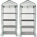 Royal Gardineer Gewächshaus für Balkon: 2er-Set Folien-Gewächshäuser, 4 Etagen, Aufroll-Tür, 69x160x49cm, weiß (Pflanzenhäuser, Kleingewächshaus, Insektenschutz) - Thumbnail 1