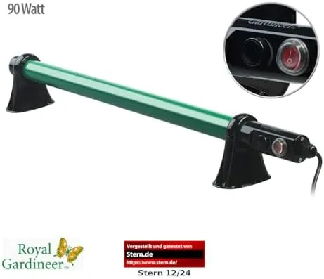 Royal Gardineer Frostwächter: Elektrische Stabheizung für Gewächshäuser, 90 Watt, 71 cm, IP44 (Frostwächter Gewächshaus, IP44, Temperaturregler) – Bild 3