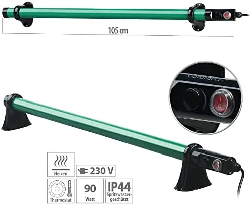 Royal Gardineer Gewächshaus Heizung: Elektrische Stabheizung für Gewächshäuser, 135 Watt, 105 cm, IP44 (Gewächshausheizung elektrisch, Heizung Gewächshaus elektrisch, Heizlüfter) – Bild 4