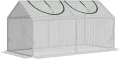 Outsunny Gewächshaus mit Fernster, PE-Gitterfolie, Foliengewächshaus aus Stahl, Treibhaus für Balkon, Garten, Tomatenhaus 120x60x60cm, Tomatengewächshaus für Gemüse, Blumen, Pflanzen, Weiß - Thumbnail 1