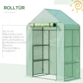 Outsunny Foliengewächshaus Gewächshaus mit 6 Regalebenen begehbares Gartenhäuschen Treibhaus Tomatenhaus Pflanzenhaus mit aufrollbarem Eingang Frühbeet Grün 141 x 72 x 191 cm - Thumbnail 5