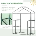 Outsunny Foliengewächshaus Gewächshaus mit 6 Regalebenen begehbares Gartenhäuschen Treibhaus Tomatenhaus Pflanzenhaus mit aufrollbarem Eingang Frühbeet Grün 141 x 72 x 191 cm - Thumbnail 6