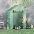 Outsunny Foliengewächshaus Gewächshaus mit 6 Regalebenen begehbares Gartenhäuschen Treibhaus Tomatenhaus Pflanzenhaus mit aufrollbarem Eingang Frühbeet Grün 141 x 72 x 191 cm - Thumbnail 2