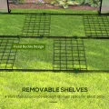 Outsunny Mini-Gewächshaus mit 4 Drahtregalen, tragbares Tomatengewächshaus, verbessertes Garten-Wachstumshaus für Pflanzen mit aufrollbarer Tür und Lüftungsschlitzen, 100 x 80 x 150 cm, Weiß - Thumbnail 6