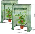 Royal Gardineer Foliengewächshaus: 2er-Set Tomaten-Folien-Gewächshäuser, Aufroll-Tür, 100x50x150 cm, grün (Gewächshaus Regal, Tomaten Gewächshaus Balkon, Abdeckhaube) - Thumbnail 3