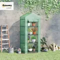 Outsunny Gewächshaus mit Regale Foliengewächshaus mit Rolltor Winterfest Treibhaus Tomatenhaus für Balkon Garten 70 x 50 x 160 cm Tomatengewächshaus für Tomaten Gemüse Blumen Pflanzen Dunkelgrün - Thumbnail 2