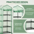 Outsunny Gewächshaus mit Regale Foliengewächshaus mit Rolltor Winterfest Treibhaus Tomatenhaus für Balkon Garten 70 x 50 x 160 cm Tomatengewächshaus für Tomaten Gemüse Blumen Pflanzen Dunkelgrün - Thumbnail 5