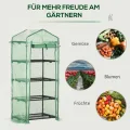 Outsunny Gewächshaus mit Regale Foliengewächshaus mit Rolltor Winterfest Treibhaus Tomatenhaus für Balkon Garten 70 x 50 x 160 cm Tomatengewächshaus für Tomaten Gemüse Blumen Pflanzen Dunkelgrün - Thumbnail 6