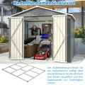Thanaddo 8×6ft Gerätehaus Metall Groß Geräteschuppen 240x192x191 cm mit Fundamentrahmen, Wetterfest Gartenhaus mit Satteldach & Abschließbarer Tür, Gartenschuppen für Outdoor Garten Hinterhof, Grau - Thumbnail 4