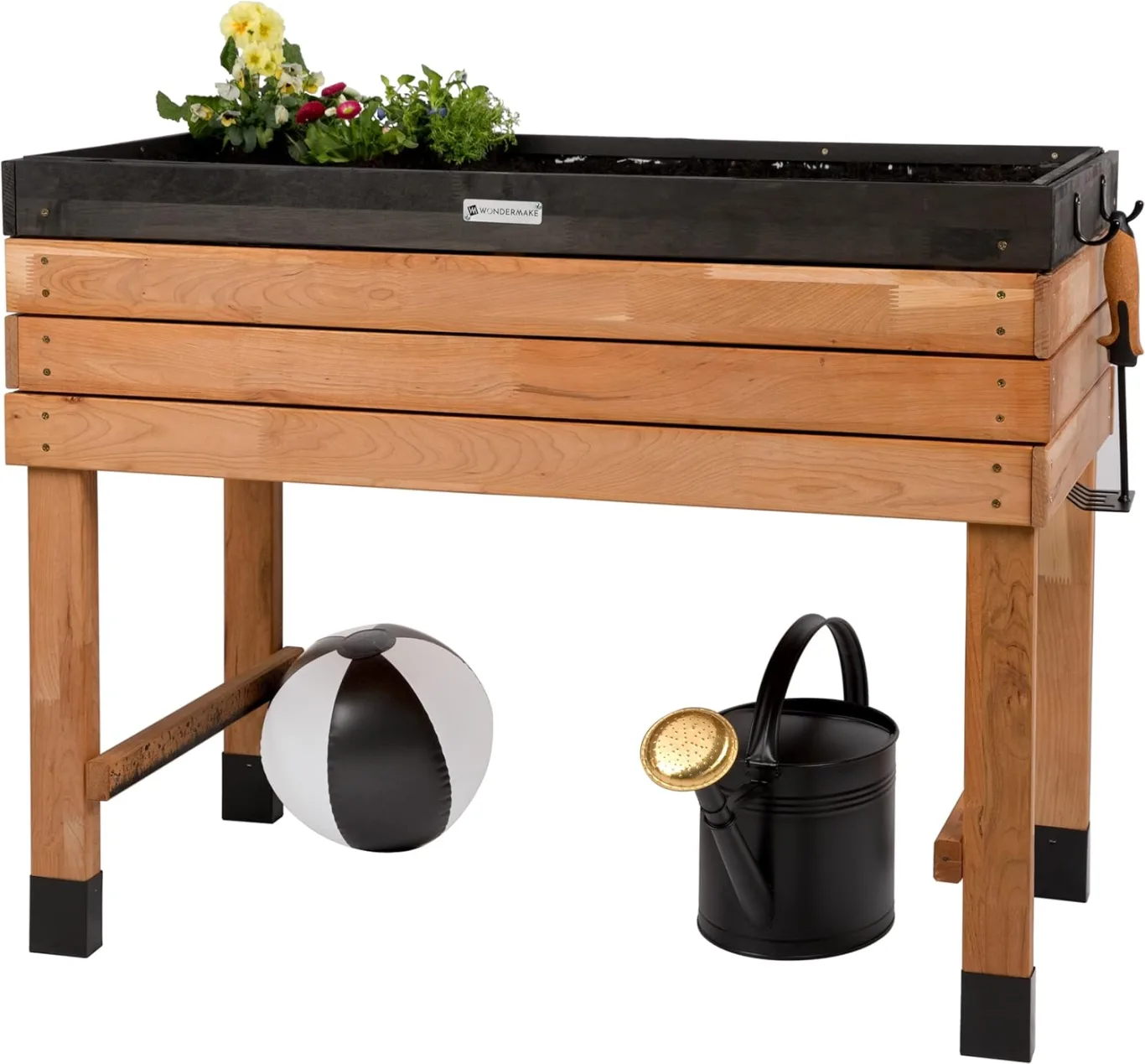 Großes Hochbeet aus Kirschbaum Holz für Garten Balkon Terrasse, Pflanzkasten Bausatz XL hochwertig rechteckig mit Innen-Folie, Kräuterbeet Pflanzenkasten deko, dunkel-braun schwarz - Bild 1