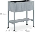 Relaxdays Hochbeet Holz, Pflanzbeet auf Stelzen, HBT: 80,5 x 74 x 38 cm, Garten, Balkon & Terrasse, mit Folie, grau - Thumbnail 5