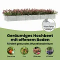 vidaXL Garten Hochbeet Pflanzkasten Pflanzbeet Gemüsebeet Blumenbeet Blumenkasten Frühbeet Gartenbeet Blumenkübel Pflanzkübel 480x80x45cm Verzinkter Stahl Silbern - Thumbnail 6