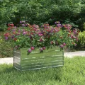 vidaXL Garten Hochbeet Pflanzkasten Pflanzbeet Gemüsebeet Blumenbeet Blumenkasten Frühbeet Gartenbeet Blumenkübel Pflanzkübel 100x40x45cm Verzinkter Stahl Silbern - Thumbnail 2