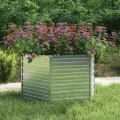 vidaXL Garten Hochbeet Pflanzkasten Pflanzbeet Gemüsebeet Blumenbeet Blumenkasten Frühbeet Gartenbeet Blumenkübel Pflanzkübel 129x77cm Verzinkter Stahl Silbern - Thumbnail 2