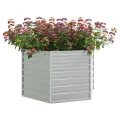 vidaXL Garten Hochbeet Pflanzkasten Pflanzbeet Gemüsebeet Blumenbeet Blumenkasten Frühbeet Gartenbeet Blumenkübel Pflanzkübel 129x77cm Verzinkter Stahl Silbern - Thumbnail 3