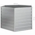vidaXL Garten Hochbeet Pflanzkasten Pflanzbeet Gemüsebeet Blumenbeet Blumenkasten Frühbeet Gartenbeet Blumenkübel Pflanzkübel 129x77cm Verzinkter Stahl Silbern - Thumbnail 6