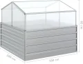 vidaXL Garten Hochbeet mit Gewächshaus Pflanzkasten Pflanzbeet Gemüsebeet Blumenbeet Blumenkasten Frühbeet Gartenbeet Blumenkübel Pflanzkübel 100x100x85cm Silbern - Thumbnail 4