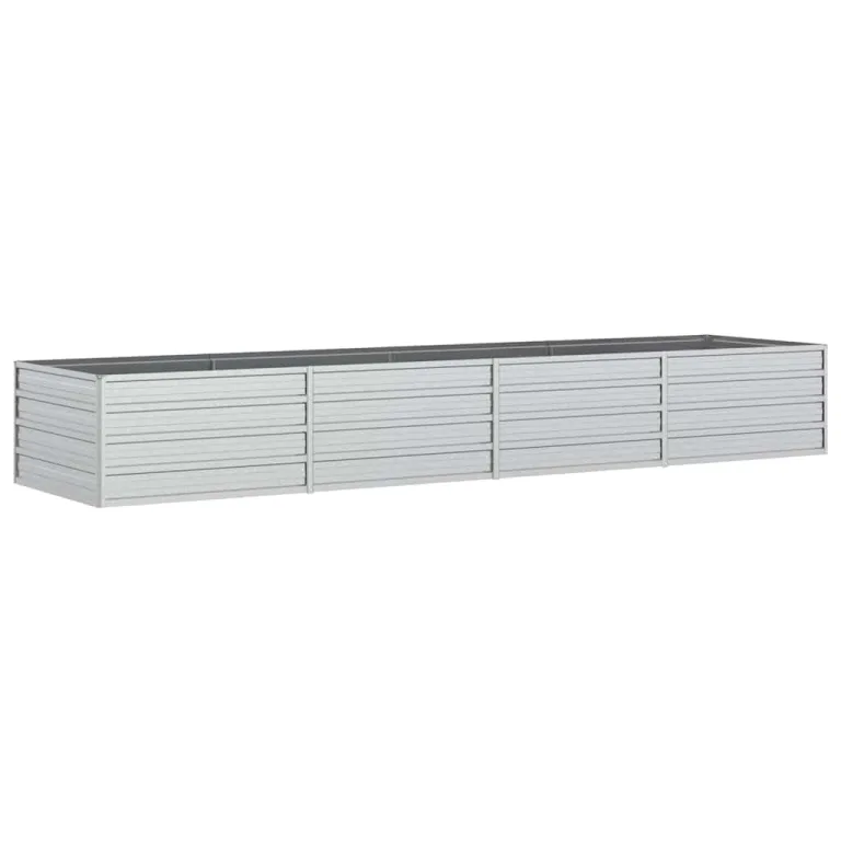 vidaXL Garten Hochbeet Pflanzkasten Pflanzbeet Gemüsebeet Blumenbeet Blumenkasten Frühbeet Gartenbeet Blumenkübel Pflanzkübel 320x80x45cm Verzinkter Stahl Silbern