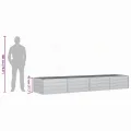 vidaXL Garten Hochbeet Pflanzkasten Pflanzbeet Gemüsebeet Blumenbeet Blumenkasten Frühbeet Gartenbeet Blumenkübel Pflanzkübel 320x80x45cm Verzinkter Stahl Silbern - Thumbnail 4