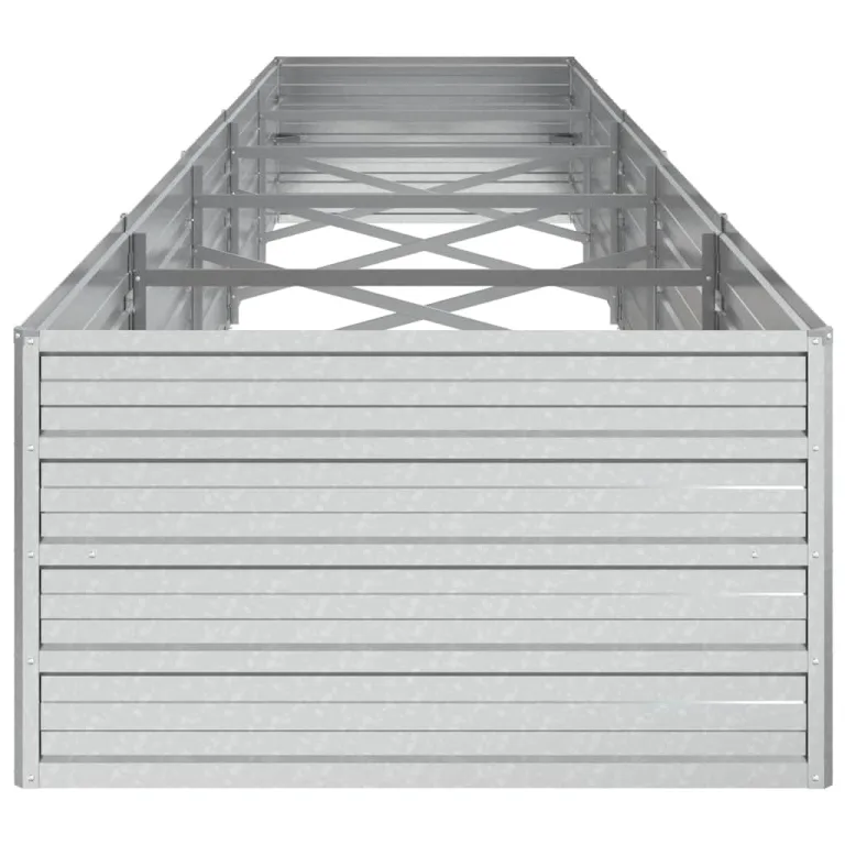 vidaXL Garten Hochbeet Pflanzkasten Pflanzbeet Gemüsebeet Blumenbeet Blumenkasten Frühbeet Gartenbeet Blumenkübel Pflanzkübel 400x80x45cm Verzinkter Stahl Silbern – Bild 9
