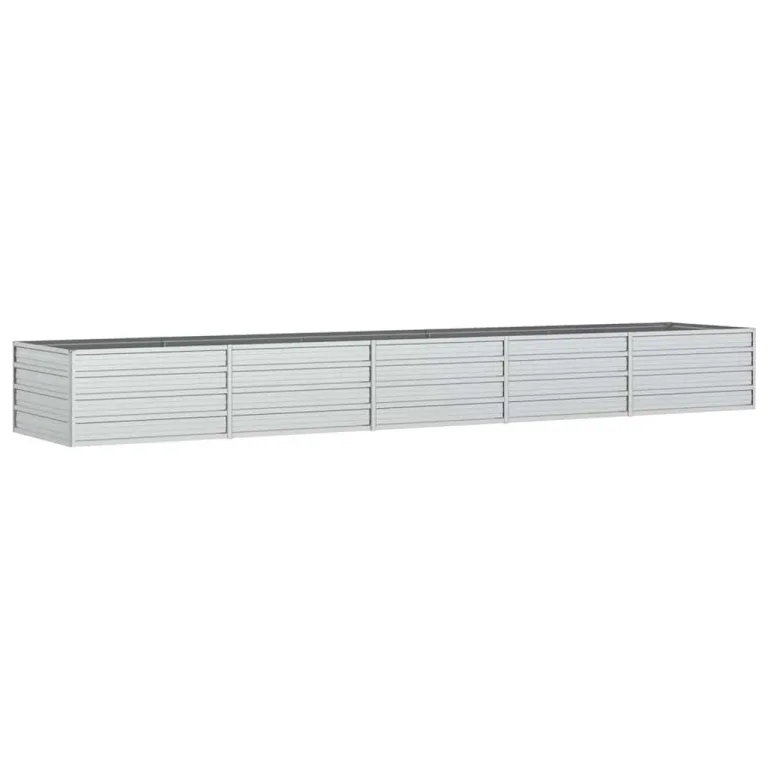 vidaXL Garten Hochbeet Pflanzkasten Pflanzbeet Gemüsebeet Blumenbeet Blumenkasten Frühbeet Gartenbeet Blumenkübel Pflanzkübel 400x80x45cm Verzinkter Stahl Silbern – Bild 1