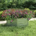 vidaXL Garten Hochbeet Pflanzkasten Pflanzbeet Gemüsebeet Blumenbeet Blumenkasten Frühbeet Gartenbeet Blumenkübel Pflanzkübel 129x45cm Verzinkter Stahl Silbern - Thumbnail 3