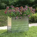 vidaXL Garten Hochbeet Pflanzkasten Pflanzbeet Gemüsebeet Blumenbeet Blumenkasten Frühbeet Gartenbeet Blumenkübel Pflanzkübel 100x40x77cm Verzinkter Stahl Silbern - Thumbnail 2