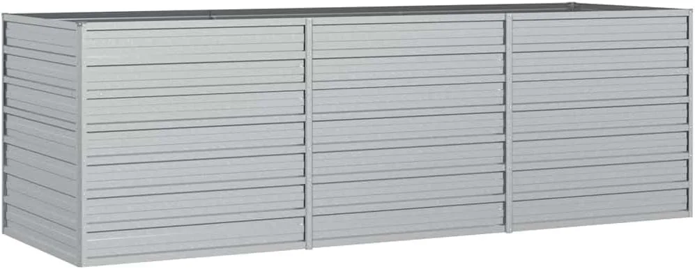 vidaXL Pflanzkasten Hochbeet 240x80x77 cm Stahl verzinkt Silber Hochbeet Pflanzkasten Gartenbeet Hochbeet Pflanzkasten Gartenbeete - Bild 1