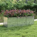 vidaXL Pflanzkasten Hochbeet 240x80x77 cm Stahl verzinkt Silber Hochbeet Pflanzkasten Gartenbeet Hochbeet Pflanzkasten Gartenbeete - Thumbnail 3