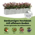 vidaXL Garten Hochbeet Pflanzkasten Pflanzbeet Gemüsebeet Blumenbeet Blumenkasten Frühbeet Gartenbeet Blumenkübel Pflanzkübel 240x40x45cm Verzinkter Stahl Silbern - Thumbnail 6